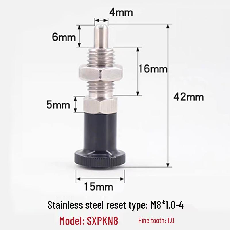 Stainless Steel/Carbon Steel Indexing Pin: Knob Plunger, Self-Locking, Re-Locking, Fine Thread, Complete Specifications