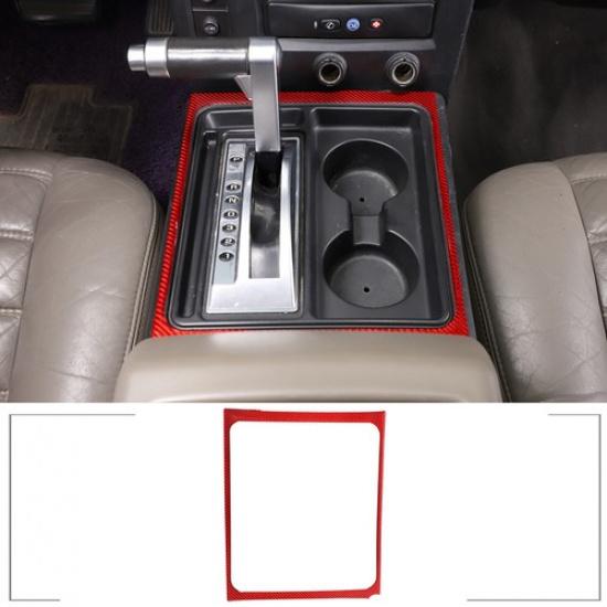 Red Carbon Fiber Center Console Gear Panel Trim Sticker for Hummer H2 2003-09
