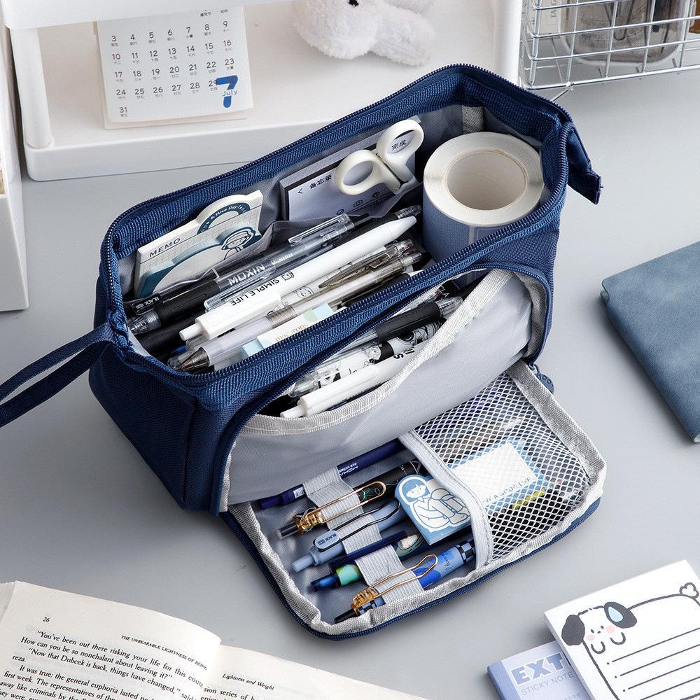 Portable Pen Bag With Large Capacity Pen Holder, Children's Multi-functional Pencil Case
