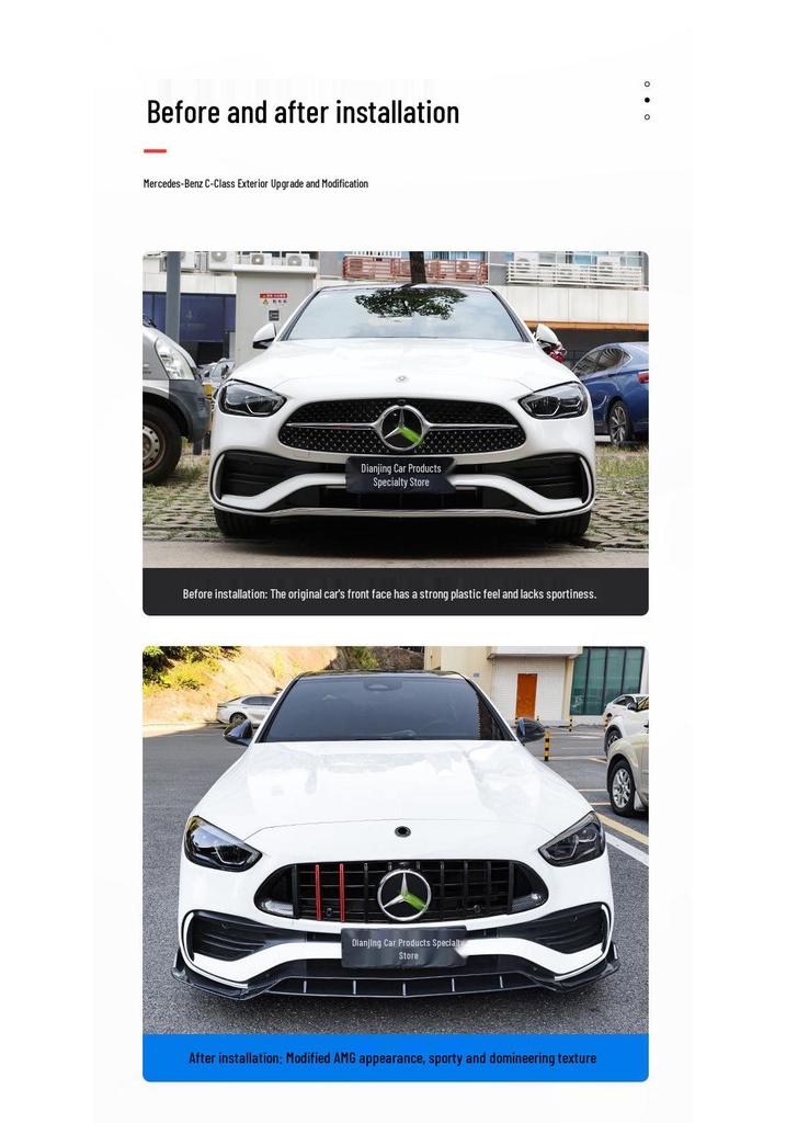 Комплект переднего бампера Mercedes-Benz C-Class: Совместимо с C200L, C260L, C350e, C250 AMG - Губа Brabus