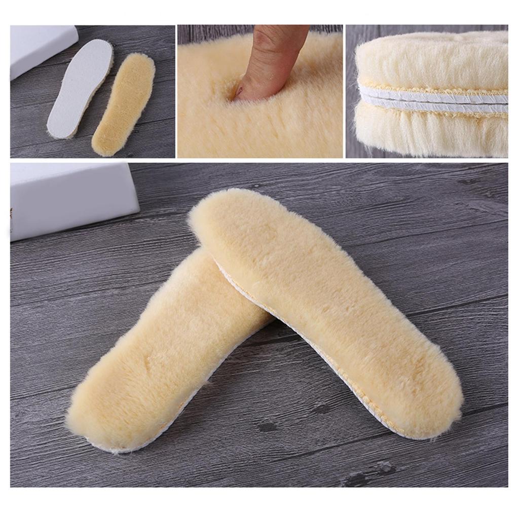 2 Pairs Shoe Insole Insert Fall Winter Warm Thick Fuzzy Wool Blend Soft Cushioning Men Women Snow Boot Inner Sole Foot Pad