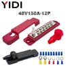 Busbar Electric Battery Power Distribution Block Screw Terminal Stud M6 Bus Bar DC 48V 12P Wire Connector Red+Black Car Boat