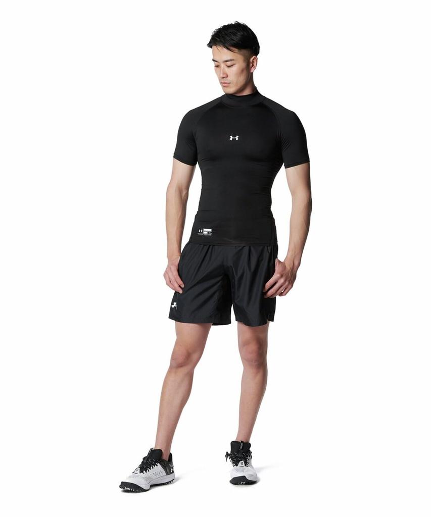 UNDER ARMOR Баскетбольный базовый слой UA Heat Gear Armor Компрессионный с коротким рукавом Воротник-стойка Мужской Черный LG