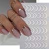 3D Simple French Tips Nail Stickers Sliver Gold Metal Stripe Line Decals Curve Nails Art Sliders Manicure Decor