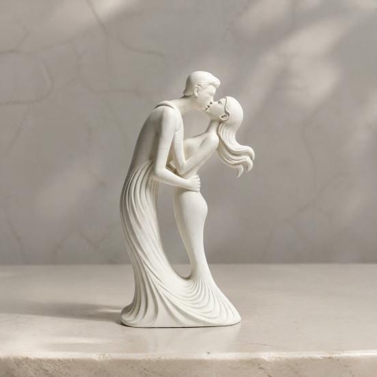 Wedding Anniversary Gift for Couple 3D Printed Kissing Ornament, Modern Minimalist Love Statue, Abstract Figurine Romantic Sculpture Home Living Room