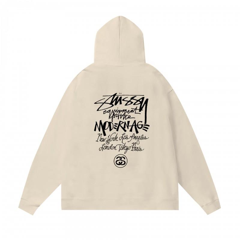 Худи Stu Streetwear Зимняя теплая хлопковая толстовка на флисе с принтом букв Свободный крой Мужская