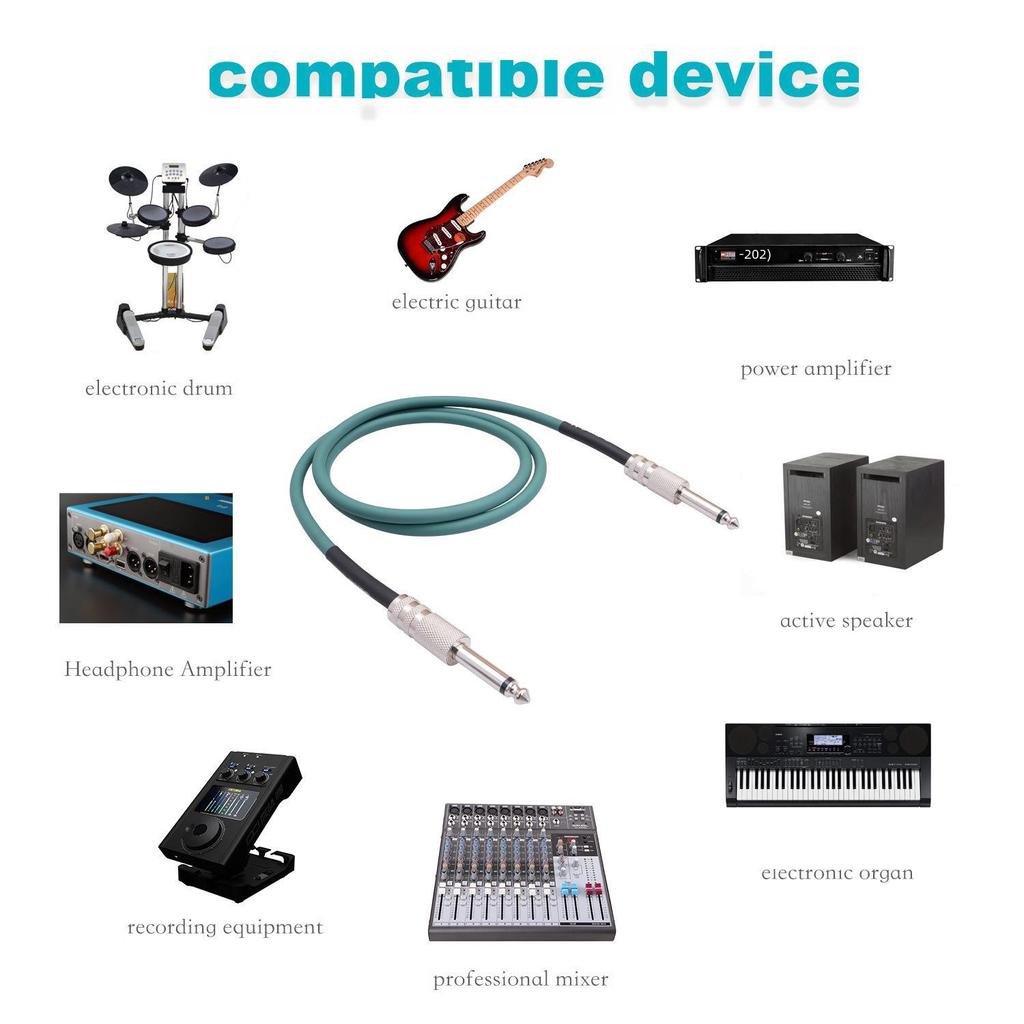 Моно гитарный аудиокабель 6,35 мм - с двойным экранированием и шумоподавлением, штекер-штекер