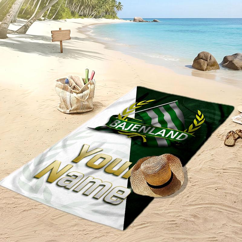 Hammarby Personalized Printed Beach Towel Soccer Logo Support Custom Name Text Absorbent Towel For Sport Travel Special Gift