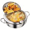 1pc 304 Stainless Steel Deep Fryer Pot, Frying Chicken Pot, Tempura Deep Fryer with A Thermometer and A Lid, Japanese Style Tempura Fryer Pan