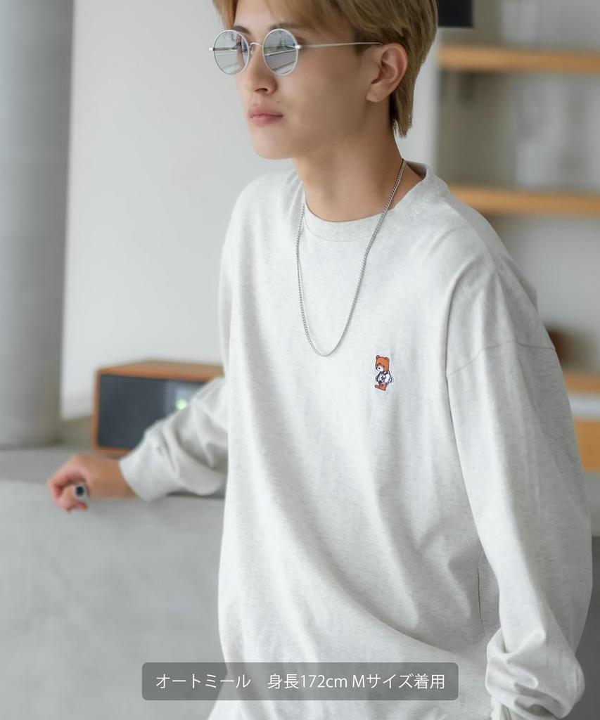 Повседневная футболка с длинным рукавом и вышивкой «Скейтбордист Медведь» для белого цвета [УЛУЧШАЕТ] [ТАНЦУЕТ БОКОМ] Мужская,