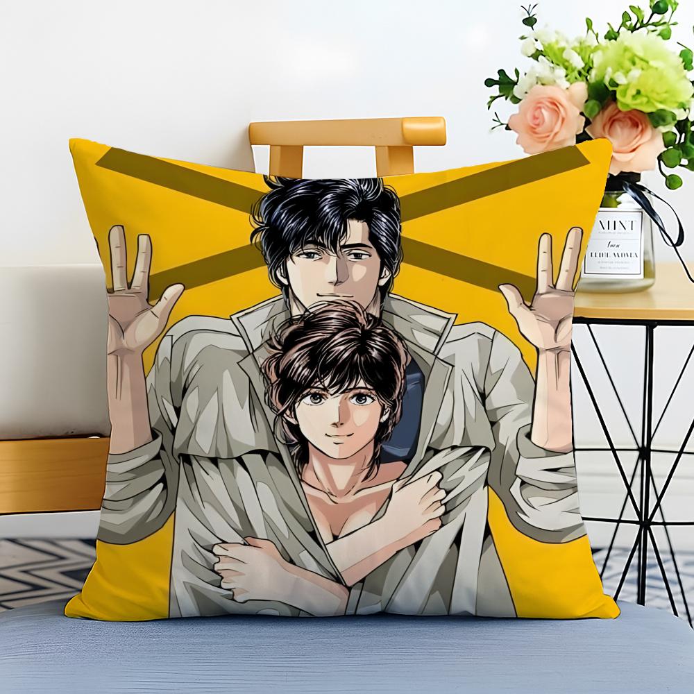 Casual CCity Hunter SShinjuku Private Eyes Cushion Cover Washable Linen Pillowcase Soft for Sofa Bed Cozy Home Room Decor