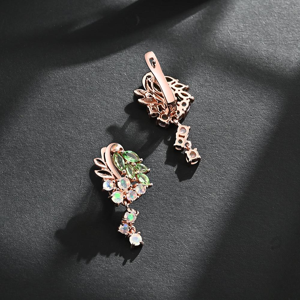 Серьги из стерлингового серебра 925 пробы с натуральным гранатом-цаворитом, красочными драгоценными камнями опала, изысканные украшения для женщин, хороший подарок