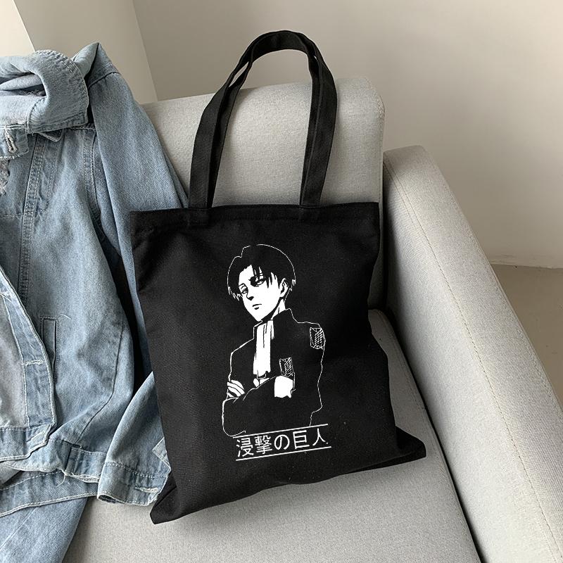 Anime Attack On Titan Fashion Punk Shopper Bag Harajuku Large Capacity Gothic Teenager Tote Bag Vintage Casual Women Canvas Bag