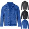 Men's Casual Workwear Long Sleeve Lapel Collar Denim Jacket Loose Multi Pocket Jacket Denim