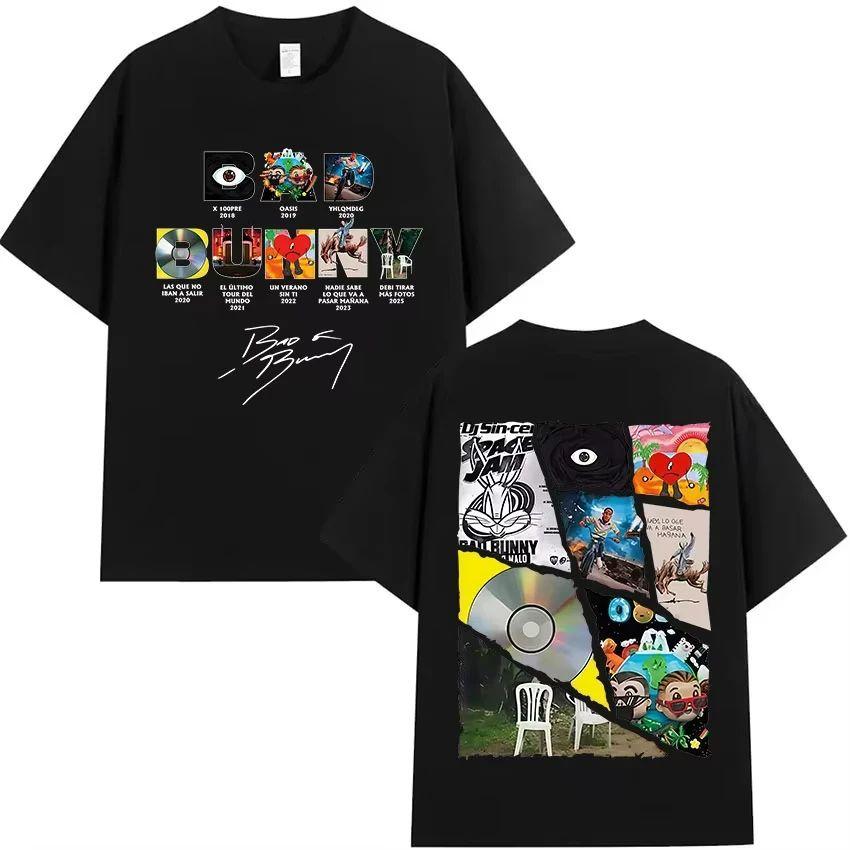 Y2k Fashion Top Rapper Bad Bunny Tour 2025 Album Merch T Shirts Debi Tirar Mas Fotos DTMF Graphics Cotton Printed T-shirt Unisex