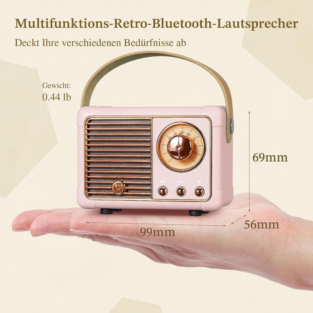 Retro Radio Bluetooth Speaker Rechargeable, Bluetooth 5.0/Superior Good Sound, Supports USB/TF/AUX/Hands-Free Calls