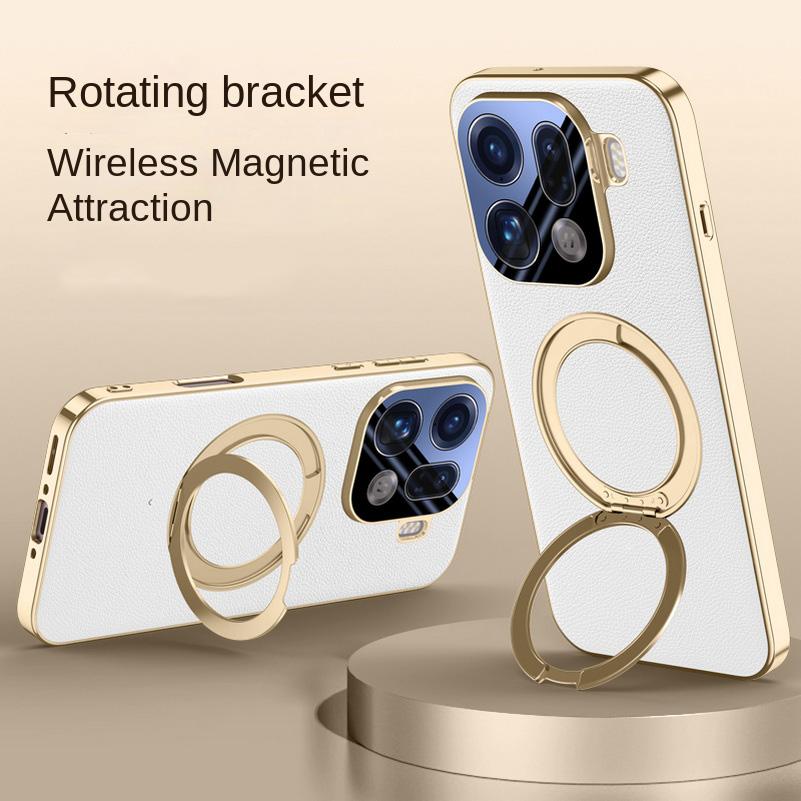 Rotatable Metal Magnetic Bracket Holder Lens film protection Case For OPPO Find X9 Pro find x9 Slim Leather Cover