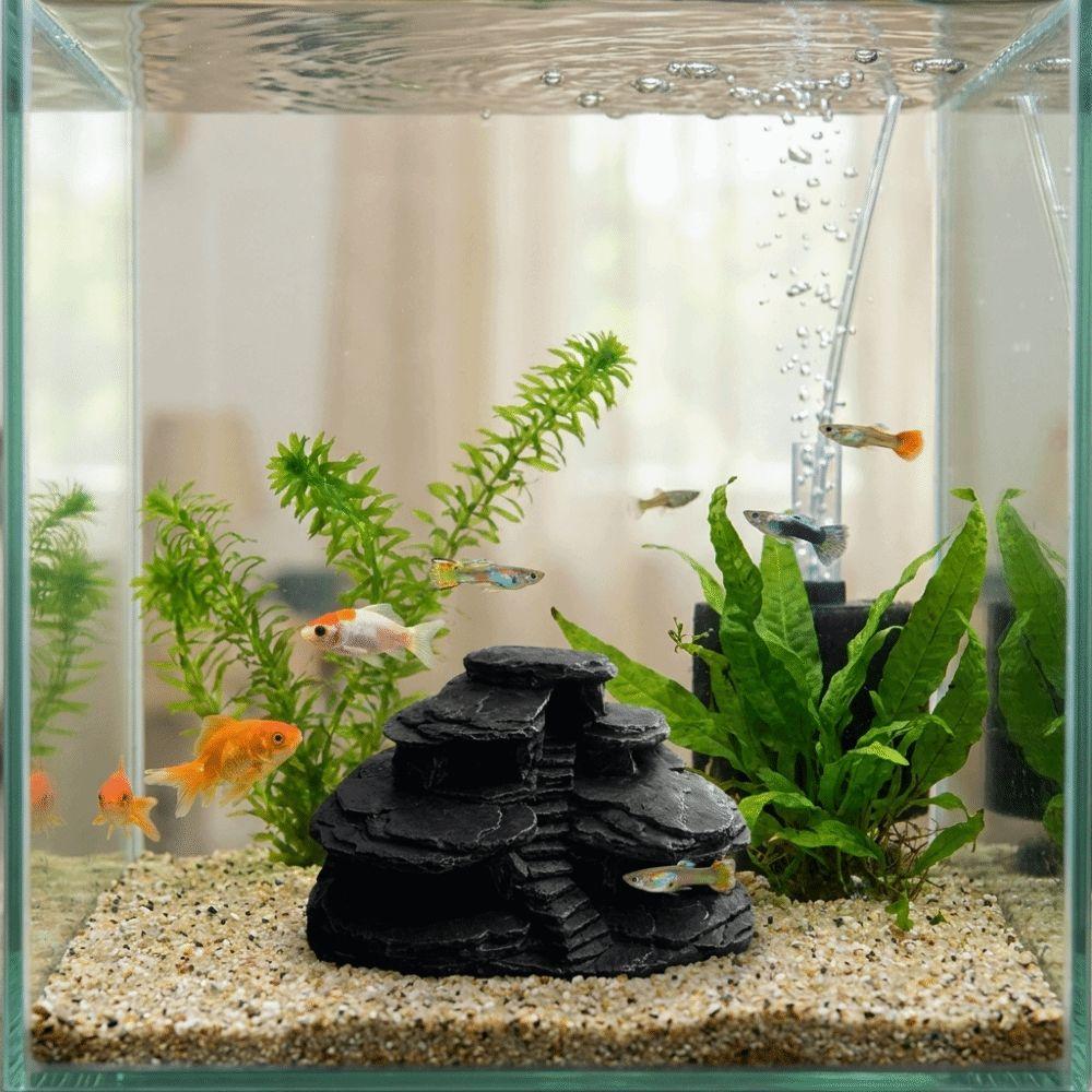 Plastic Fish Tank Rockery Ornaments Realistic Texture Fish Hiding Cave Simulated Rock Aquarium