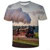 Train Pattern 3D Digital Printing Men's Casual and Comfortable Round Neck Short Sleeved T-shirt