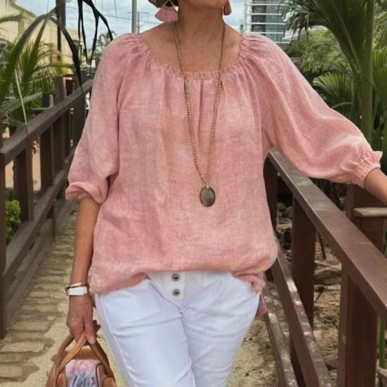 Женские топы с круглым вырезом и коротким рукавом, свободный крой, повседневные топы, однотонные, дышащие, легкие футболки