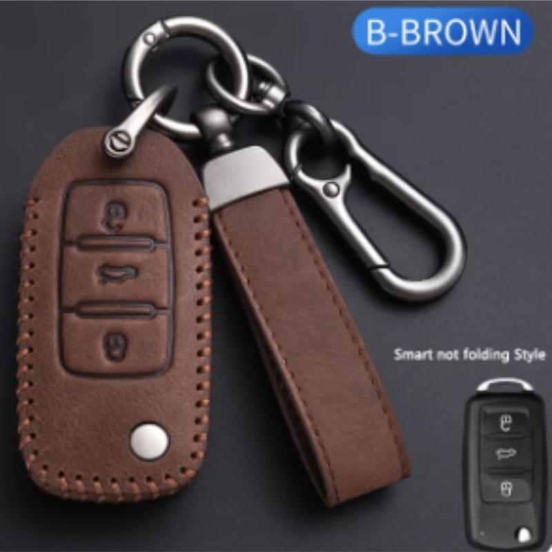 Кожаный чехол для автомобильного ключа Oli, защитная сумка для ключа от автомобиля VW Volkswagen Polo Tiguan Passat Golf Jetta Lavida Skoda Octavia