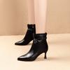 Fashion 2024 Autumn and Winter New Stiletto Ankle Boots Women Pointed Toe Temperament Side Zipper Black Comfortable Women's Boots