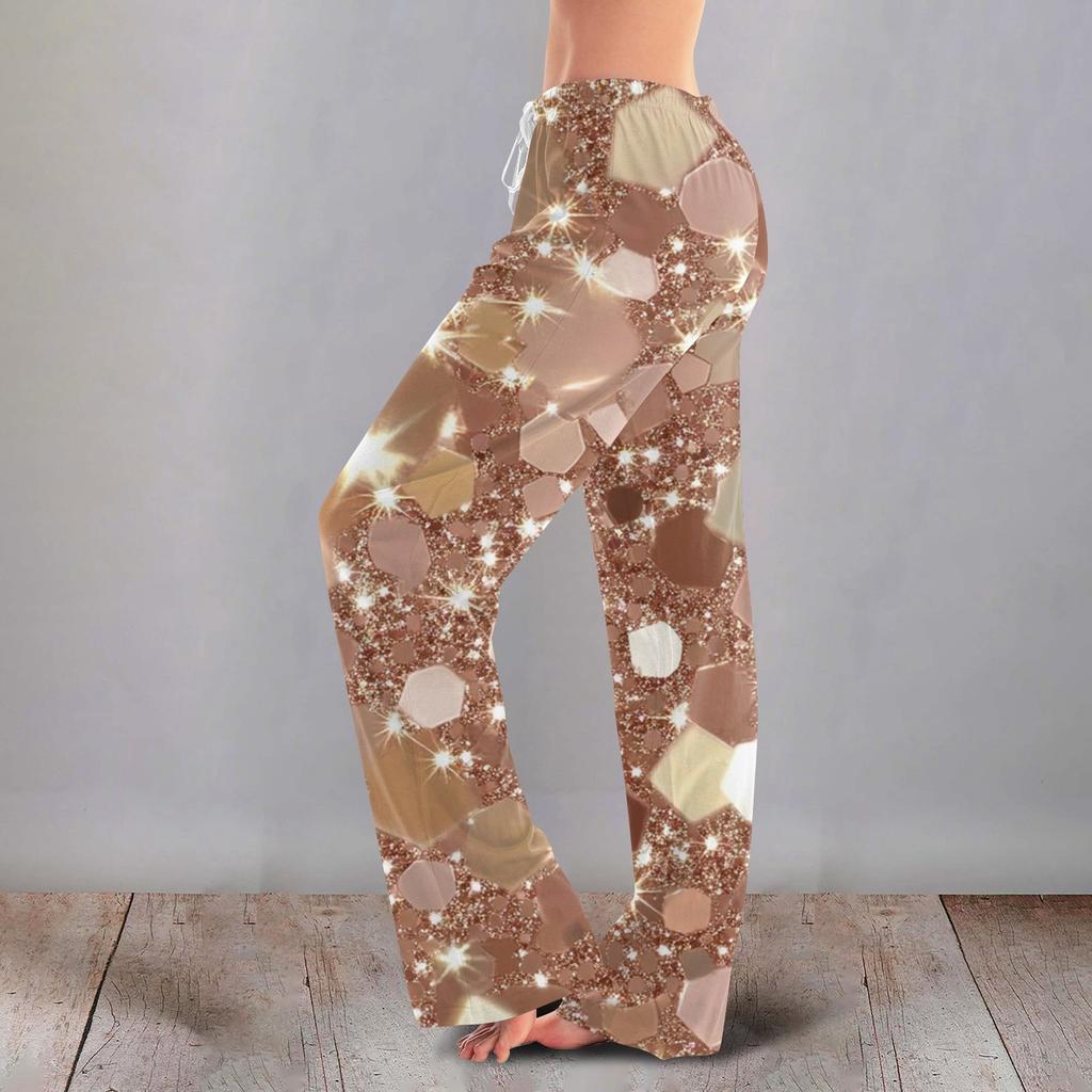 Женские милые брюки с цветочным принтом на завязках, повседневные пижамные брюки