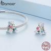 Bamoer 925 Sterling Silver A Letter Hollow Flower Charms Rainbow Beads For Women Jewelry
