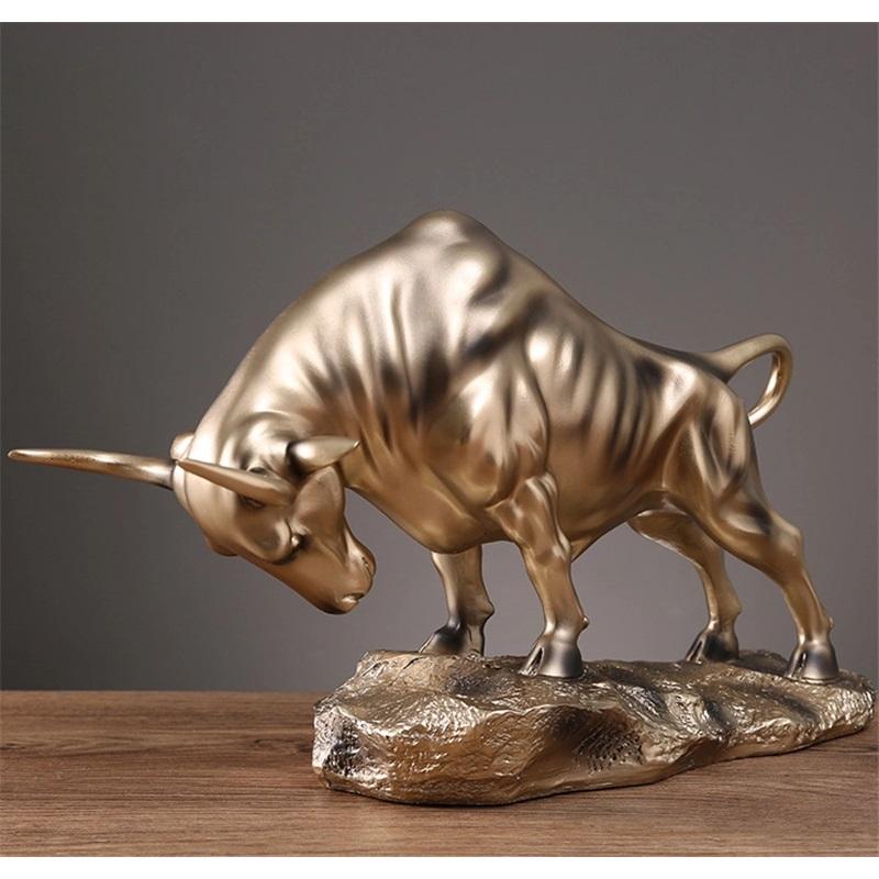 Powerful As A Bull Fine Resin Crafts Attracting Wealth Golden Cow Creative Home Living Room TV Cabinet Office Decorations