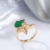Kienl New  Rose Gold Flower Ring For Women Luxury Green Natural Zircon Bride Ring Vintage Wedding Jewelry Russian Accessories