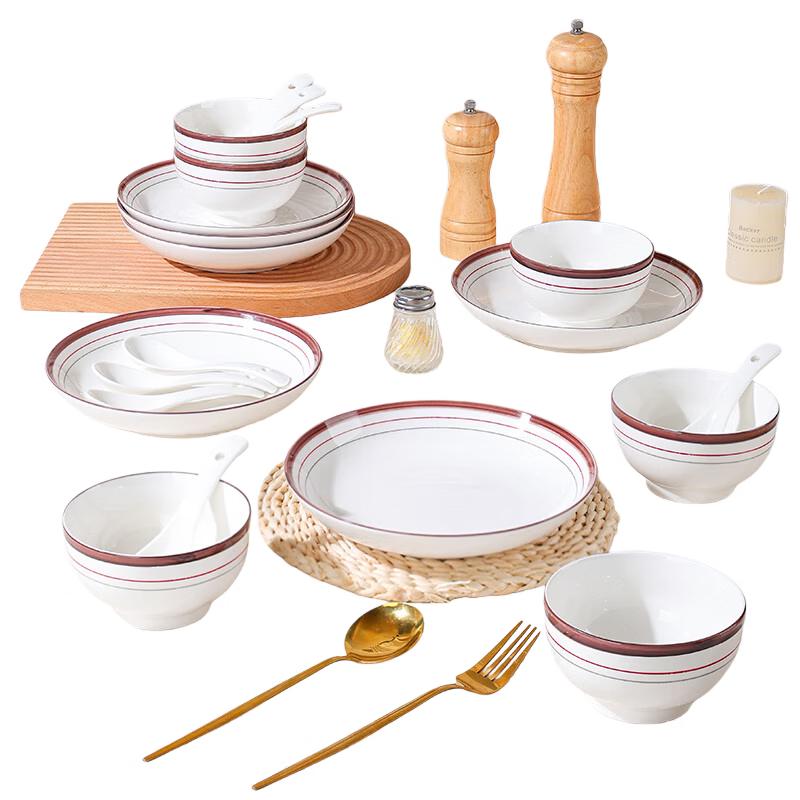 Tang Hui 22-Piece Chinese Ceramic Dinnerware Set
