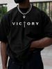Men's Summer Fashion Victory Print Sports Casual Short Sleeved T-shirt Outdoor Casual Sports Versatile Top