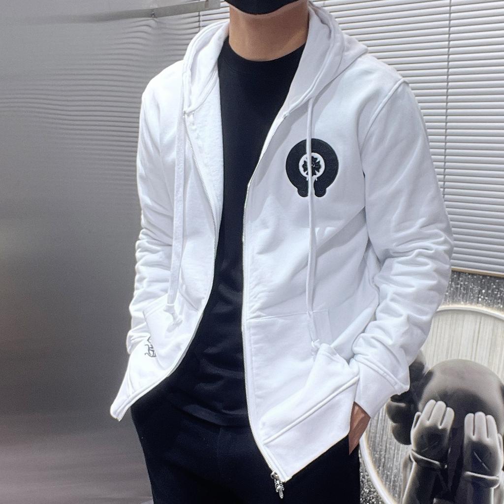 8632 CHROME HEARTS 2025 Новинка Весна и Осень Плюс Размер Тонкий Стиль Классический Стиль Логотип Молния Свитшот С Капюшоном Для Пар