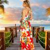 Spring and Summer Women's Floral Halter Long Dresses