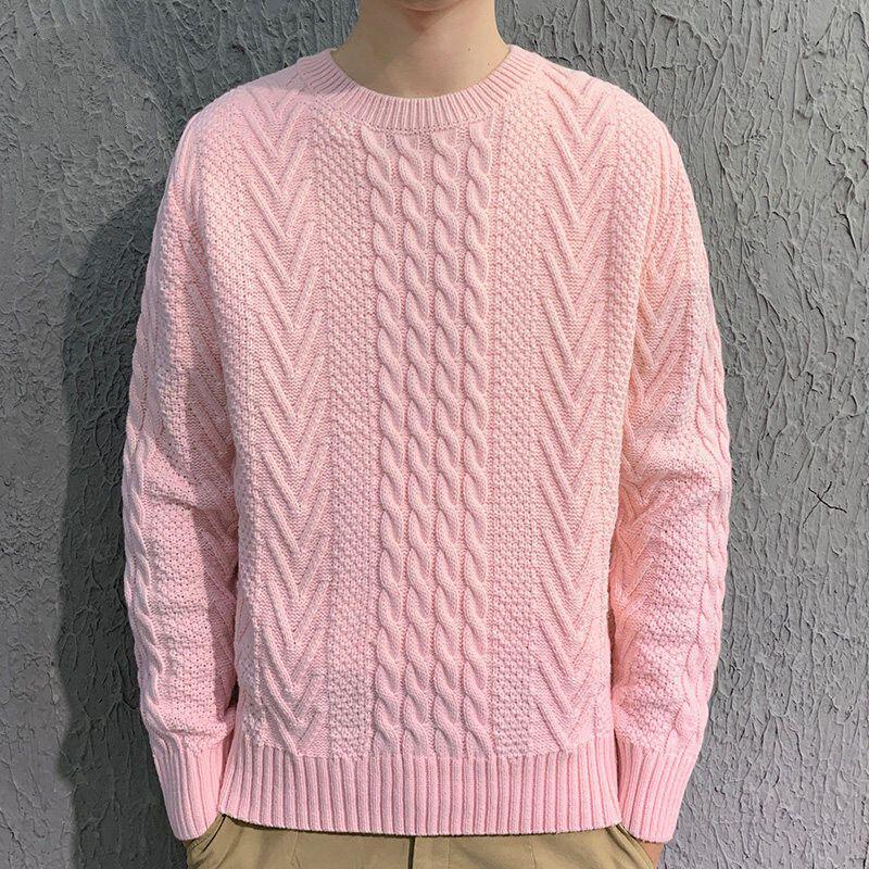 Мужской кардиган крупной вязки «косы» на осень/зиму 2025 - Корейский стиль, свободный трикотаж для пар