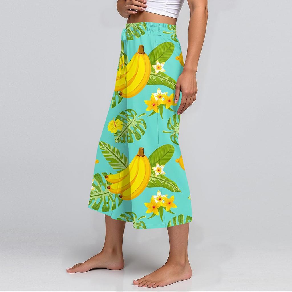 Женские летние повседневные спортивные брюки с высокой талией и принтом, укороченные брюки свободного покроя