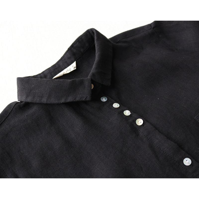 Свободное литературное женское платье-рубашка с рукавами-семью точками и лацканами большого размера