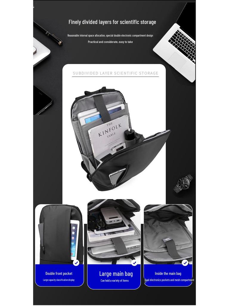 Durable 15-inch Ultra-Thin Men's Business and Student Commuter Backpack