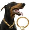 18K Gold Chain Dog Collar 10MM Cuban Link Chain Stainless Steel Metal Links Walking Training Collar for Small Medium Large Dogs