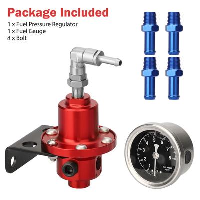 Регулируемый регулятор давления топлива Автомобильные аксессуары Переоборудование транспортного средства Топливный нагнетатель Алюминий Универсальный с комплектом манометров
