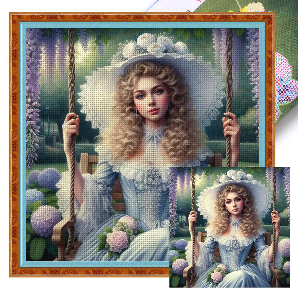 Полная вышивка эко-хлопковой нитью 11CT с принтом для девочек, набор для вышивки крестом, искусство