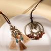 Винтажный этнический стиль, персонализированная цепочка для свитера, плетеная кисточка, кольцо-подвеска с бабочкой