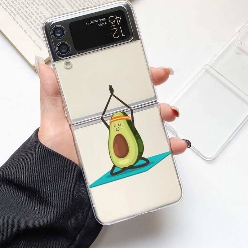 Милый Авокадо Детский Йога Модный Чехол для Телефона для Samsung Galaxy Z Flip 3 4 5 6 7 Жесткий Складной Z Flip4 ПК Чехол Защита Подарок