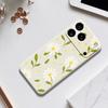 For iPhone 17 Pro Case White Flowers Green Leaves Pattern Printing Straight Edge TPU Phone Back Cover
