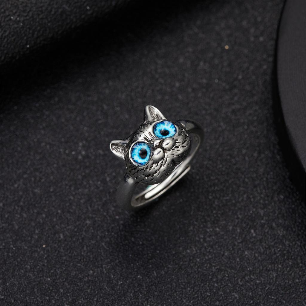 Cat Ring Gift Adjustable Ring Cat Face Ring Birthday Holiday Gift Accessories