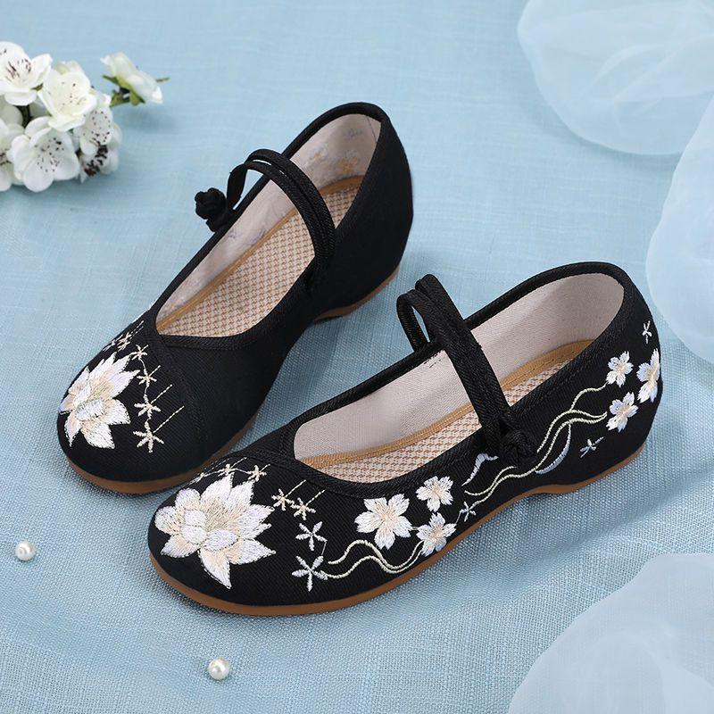 Женская обувь, древние ветровые туфли, обувь ханьфу, старая пекинская тканевая обувь, женская обувь с этнической ветровой вышивкой