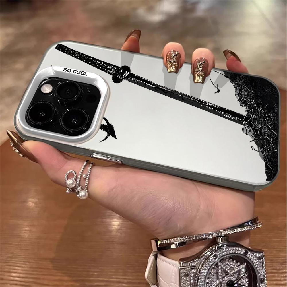 Черный меч Креативный узор Матовый чехол для телефона Для iPhone 17 16 15 14 13 12 11 Pro Max X 12 Plus 16E 17E Ударопрочный Жесткий ПК Funda