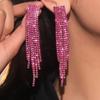 Personalised Super Shiny Rhinestone Long Tassel Earrings Premium Feeling Rhinestone Earrings Photo Earrings Women's Earrings 1 Pair