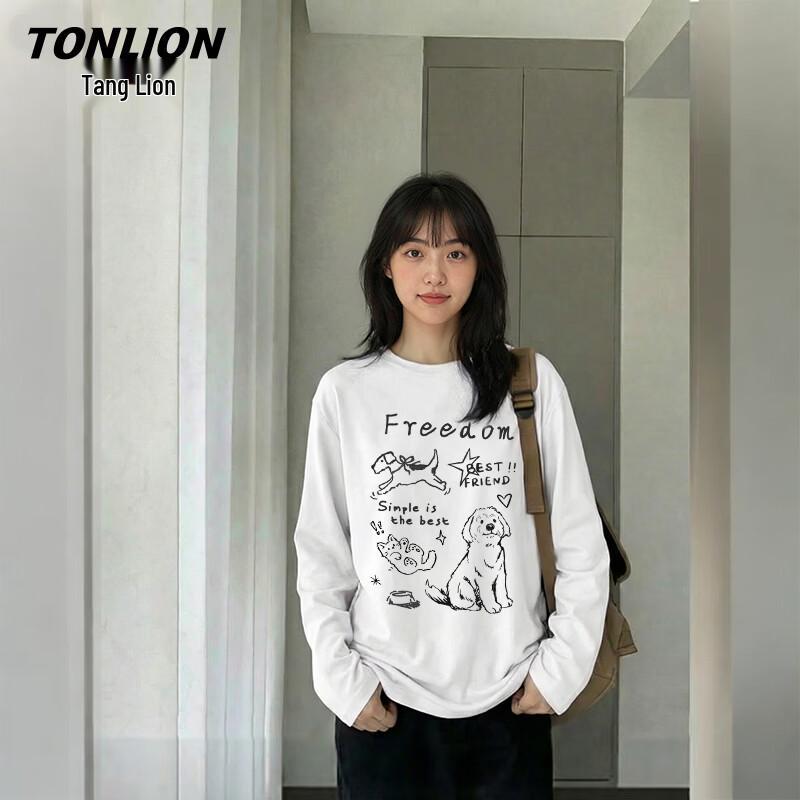 Женская хлопковая футболка с длинным рукавом TonLion
