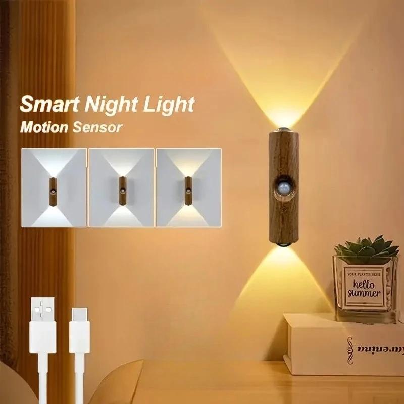 1/2/4/6 шт. Настенный индукционный светильник Светодиодный умный светильник Перезаряжаемый через USB Диммируемый ночник для спальни Внутренний для гостиной